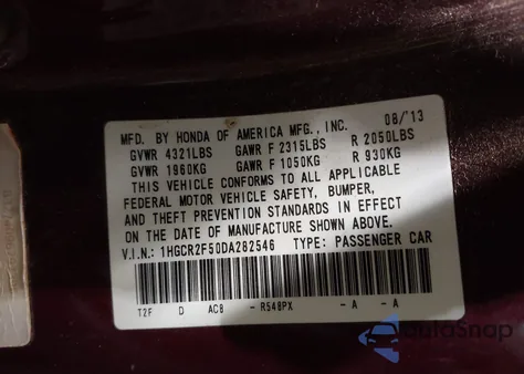 2013 Honda Accord Sport z USA, uszkodzony, nr VIN 1HGCR2F50DA282546